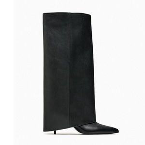 Zara STRIPED FOOTED HEELED BOOTS
